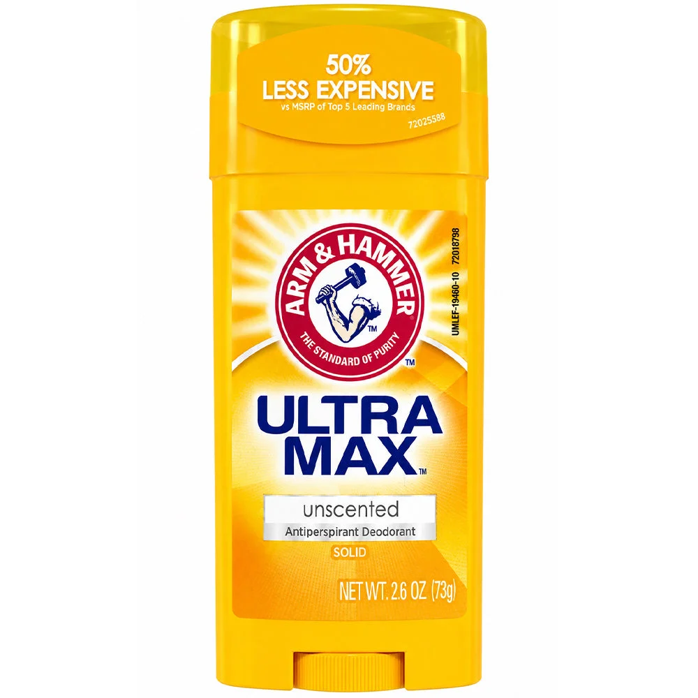 Arm & Hammer Ultra Max Unscented Antiperspirant Deodorant Stick 73g