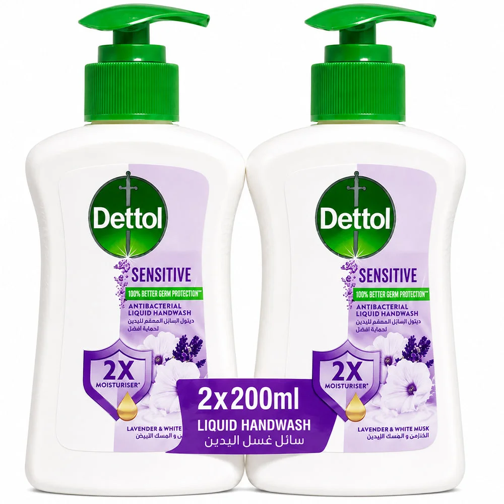 Dettol Sensitive Antibacterial Liquid Handwash 2x200ml