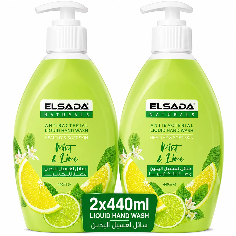 Elsada Naturals Antibacterial Liquid Hand Wash Mint & Lime Twin Pack 2x440ml