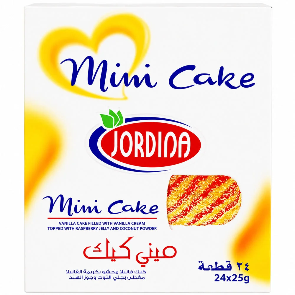 Jordina Mini Cake Vanilla Cream & Raspberry Jelly 24 x 25g