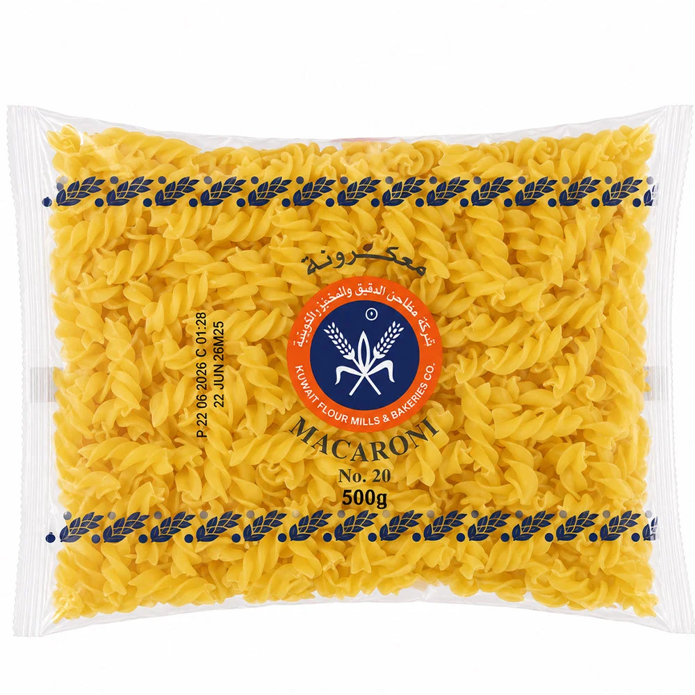 Kuwait Flour Mills Fusilli Macaroni No.20 500g