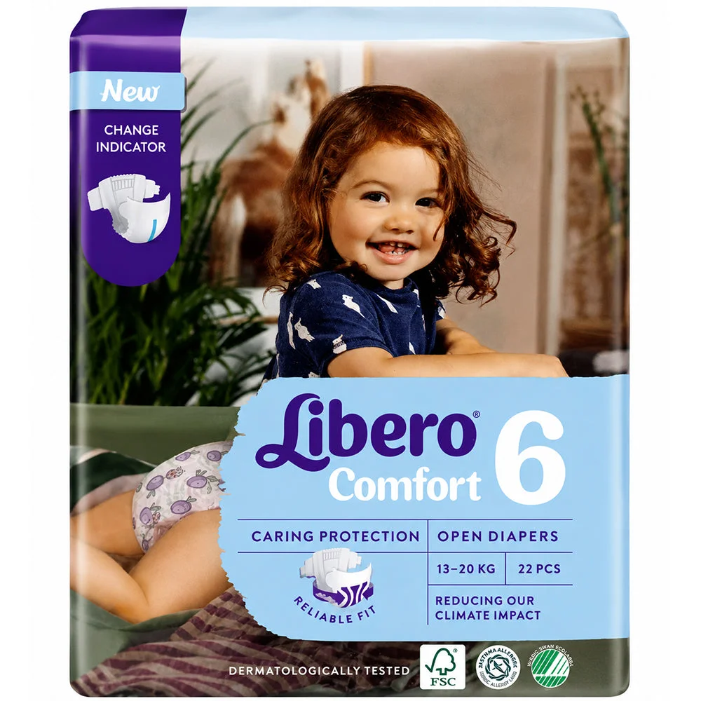 Libero Comfort Size 6 Open Diapers 13–20kg 22 Pieces