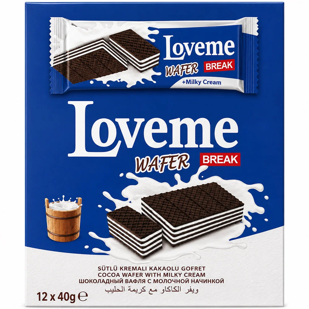 Loveme Wafer Break Cocoa Wafer with Milky Cream 12×40g