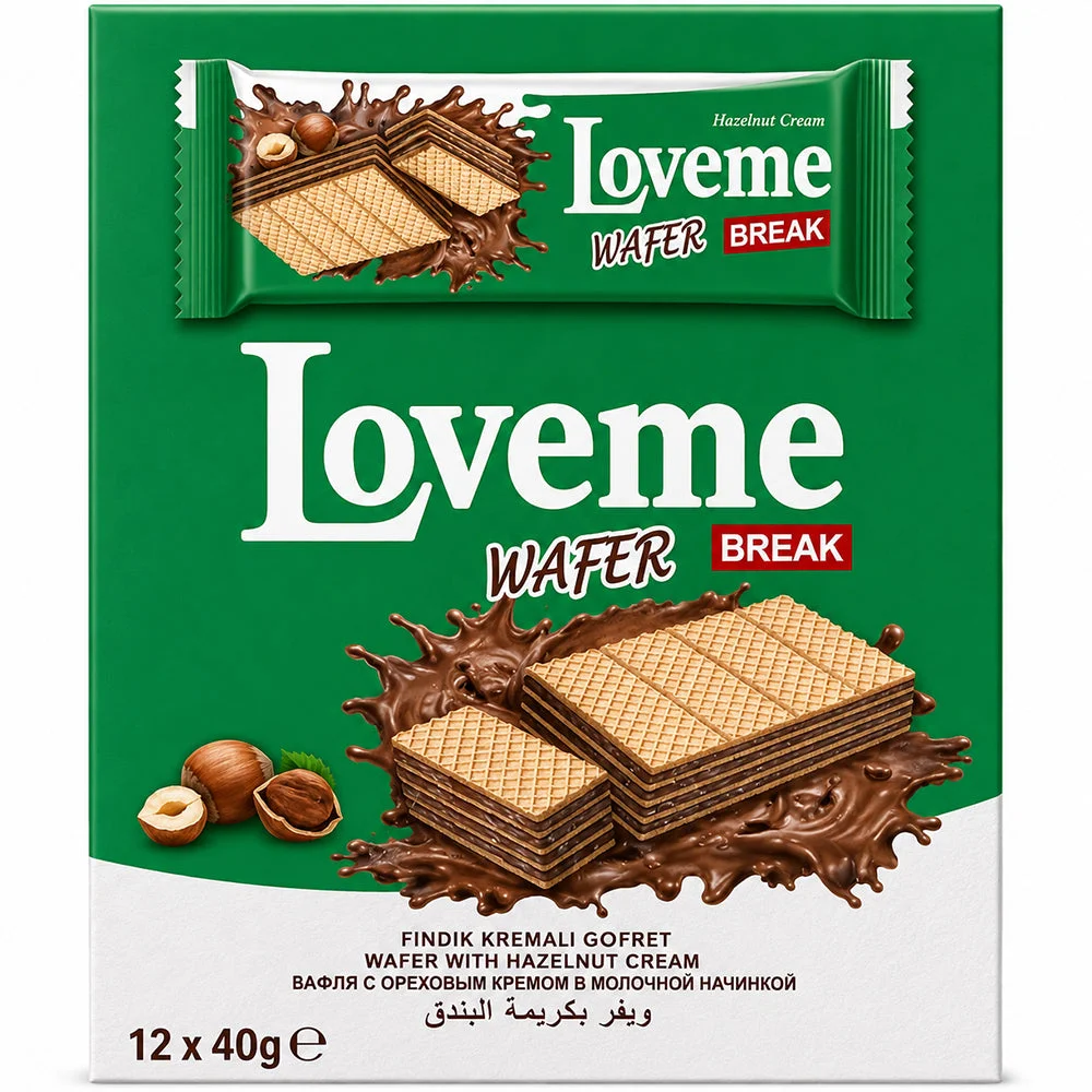 Loveme Wafer Break with Hazelnut Cream 12×40g