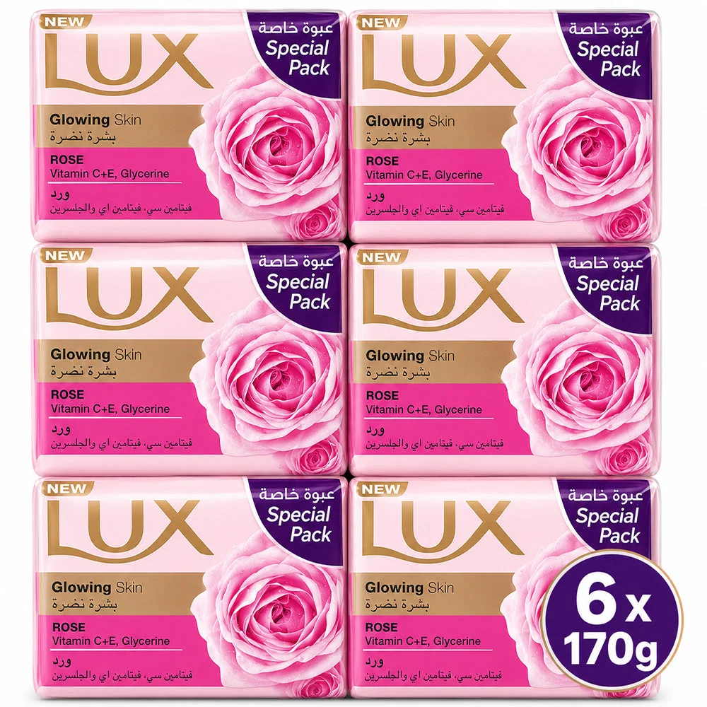 Lux Glowing Skin Rose Beauty Soap 6 x 170g