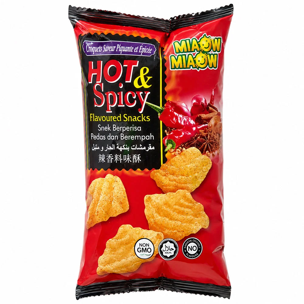 Miaow Miaow Hot & Spicy Flavoured Snacks 10 x 50g
