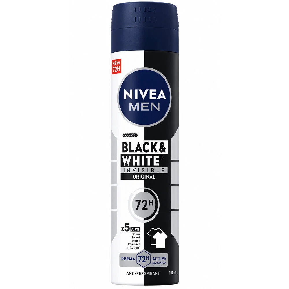 NIVEA Men Black & White Invisible Original Anti-Perspirant Spray 150ml
