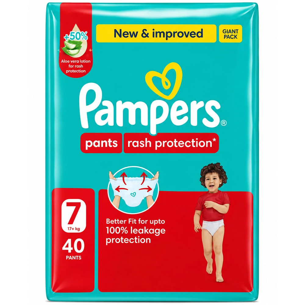 Pampers Pants Rash Protection Size 7 Giant Pack 40 Pants 17kg+
