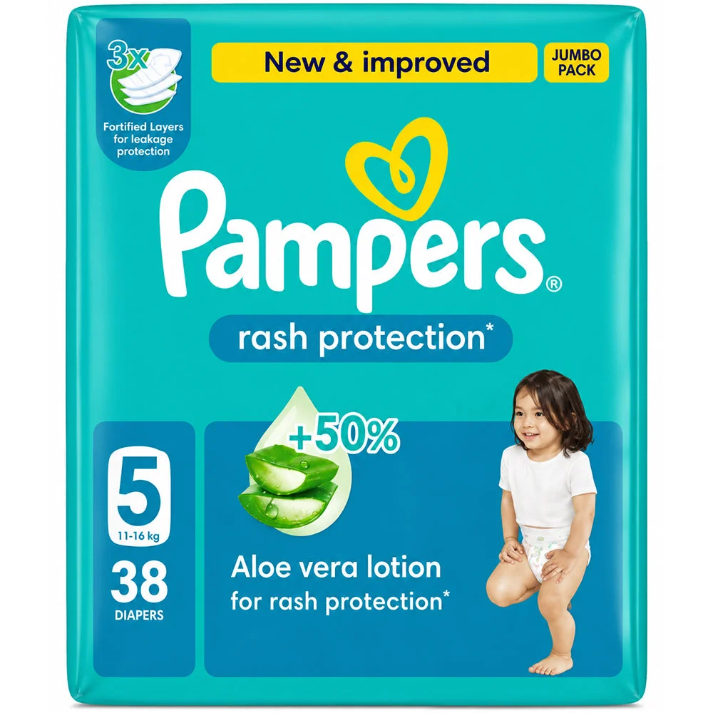 Pampers Rash Protection Diapers Size 5 11-16kg Jumbo Pack 38