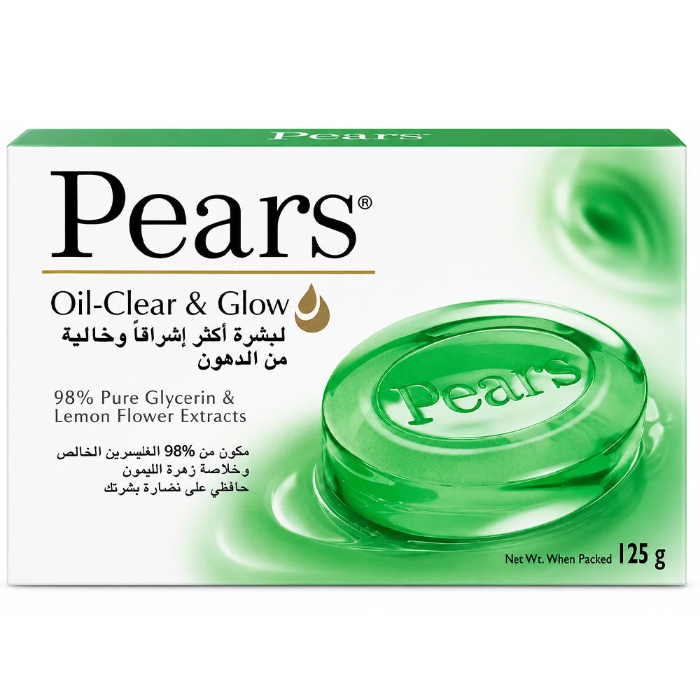 Pears Oil-Clear & Glow Beauty Soap with Glycerin & Lemon Flower Extracts 125g