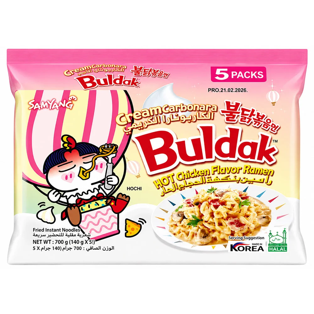 Samyang Buldak Cream Carbonara Hot Chicken Flavor Ramen 5x140g = 700g