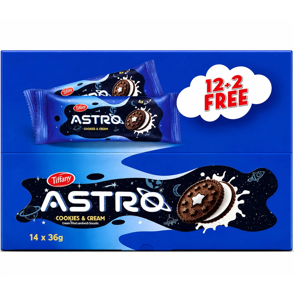 Tiffany Astro Cookies & Cream Biscuits 14 × 36g