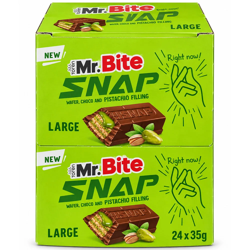 Toren Mr. Bite SNAP Large Chocolate Wafer with Pistachio Filling 24×35g