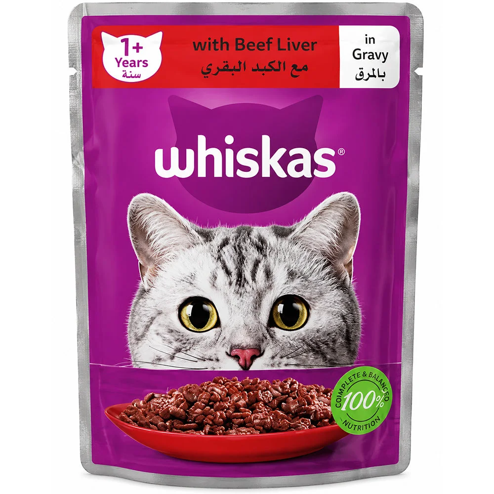 Whiskas Wet Cat Food with Beef Liver in Gravy 80g