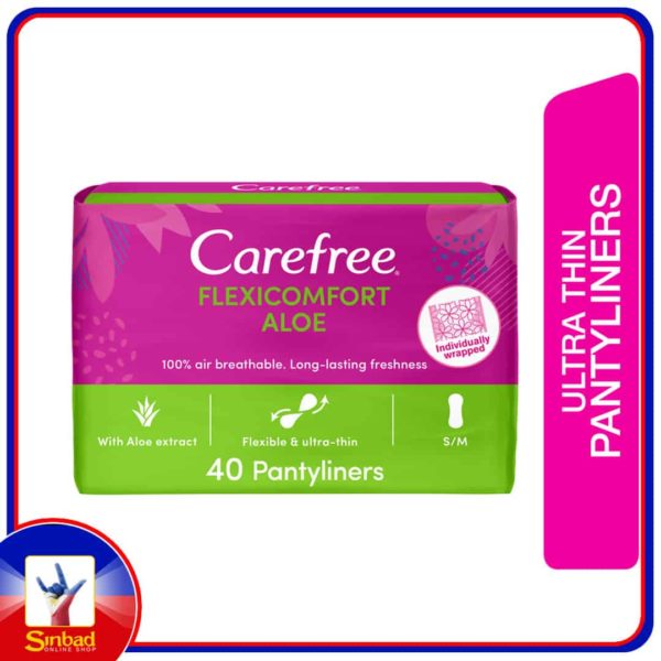 Buy Carefree Panty Liners FlexiComfort Aloe 40pcs Online in Kuwait