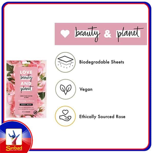 Love Beauty and Planet Sheet Mask Blooming Radiance Murumuru Butter & Rose 1pc