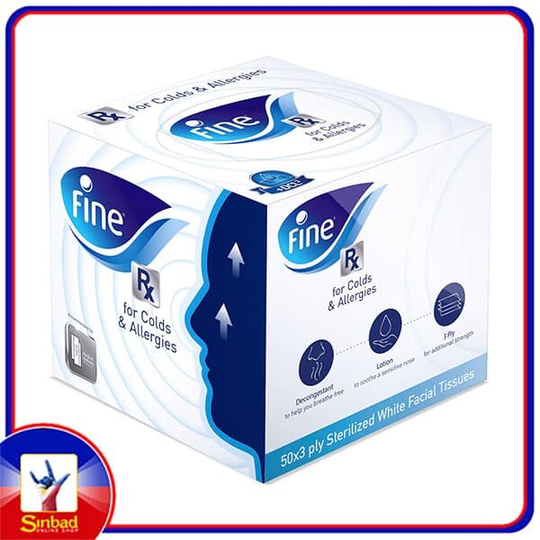 Fine Facial Tissue for Cold & Allergy 3ply 50 Sheets