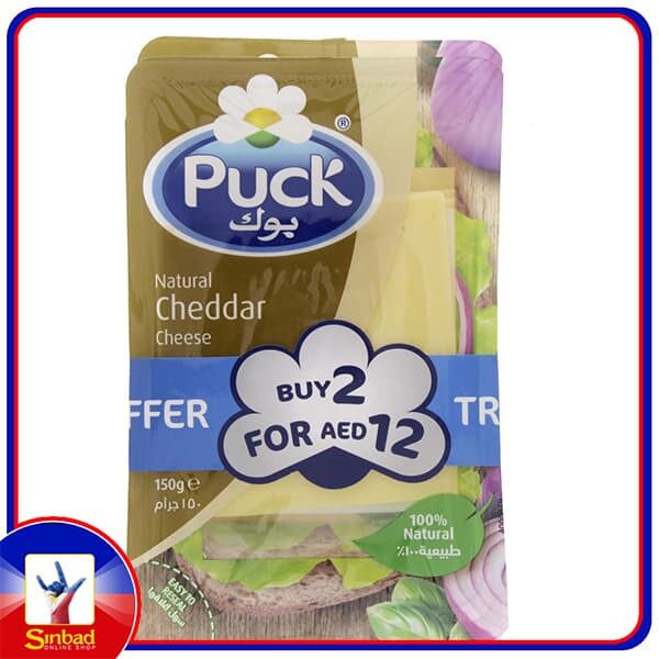 Puck Natural Cheddar Cheese Slice 150g x 2pcs