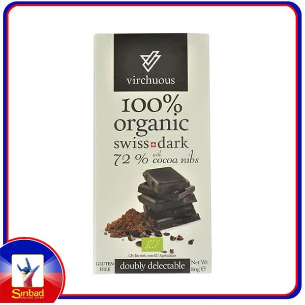 Virchuous 72% with cocoa nibs 80g