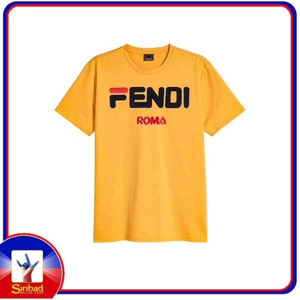 Unisex t-shirt, printed with the fendi logo- yalow color