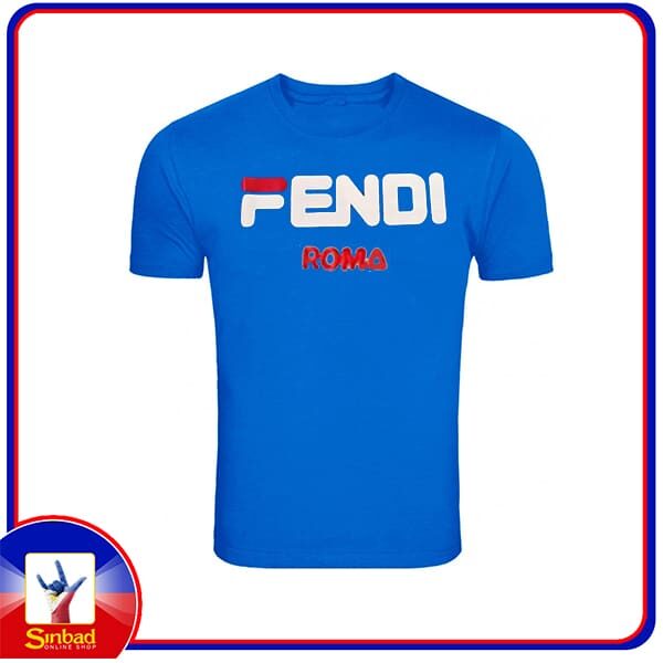 Unisex t-shirt, printed with the Fendi logo- blue color