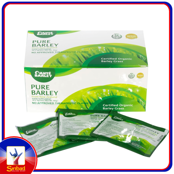 3 Boxes of Sante Pure Barley New Zealand Blend with Stevia - Large Box 30 Sachets Total 90 Grams