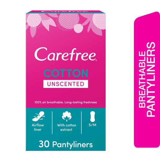 Carefree Panty Liners Cotton Unscented 30pcs
