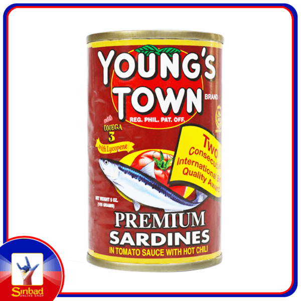 Young's town sardines in tomato sauce with hot chili 155g